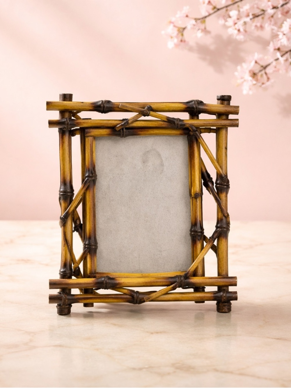 Bamboo-Style Yellow Brown Photo Frame -